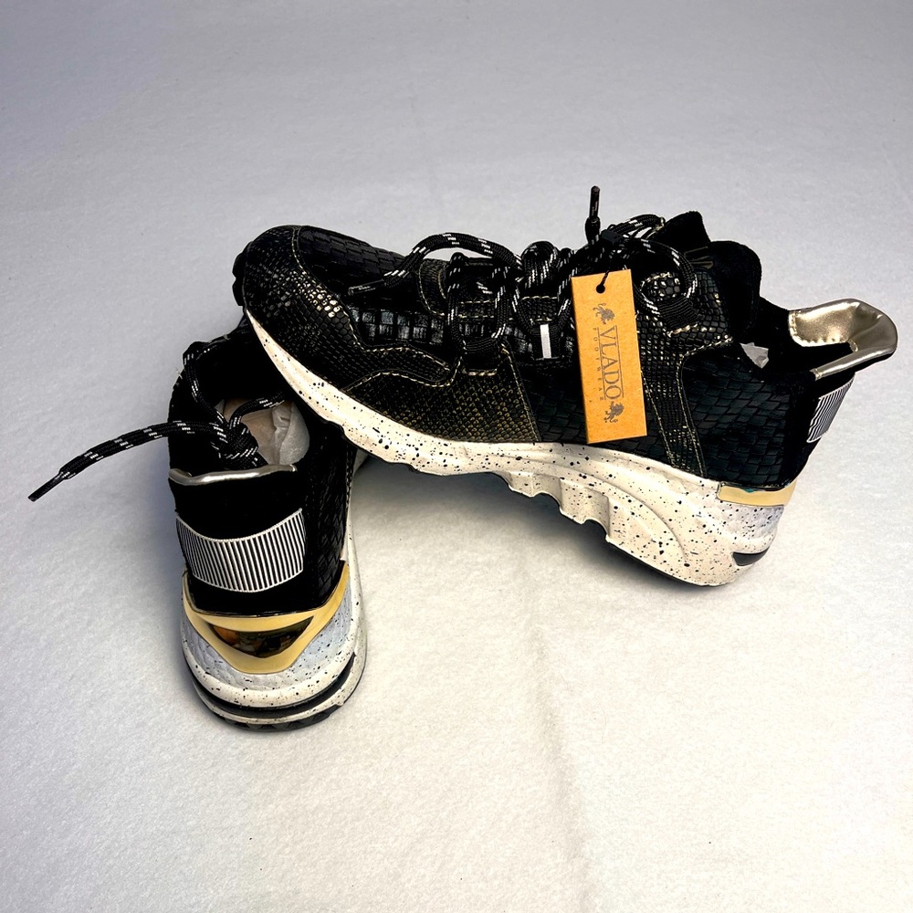 VLADO Cleo Women’s sneaker Vegan Leather Black/Gold Size 8
